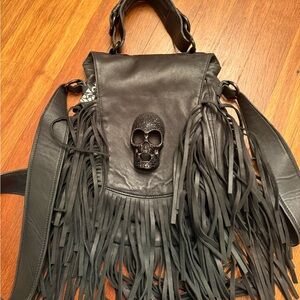Thomas Wylde Rare Studded Skull fringe crossbody shoulder bag
